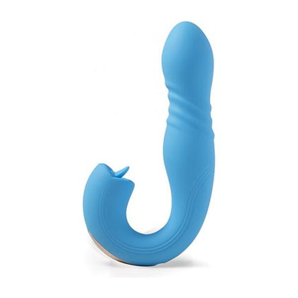 Joi App Controlled Thrusting G-spot Vibrator & Clit Licker - Blue