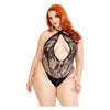 Lace Keyhole Crossover Teddy 1x/2x Blk