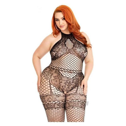 Seamless Indust Bodystocking 1x/2x Blk