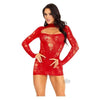 Lace Keyhole Mini Dress Gloves Os Red