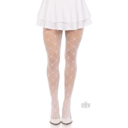 Love Struck Heart Net Tights Os Wht