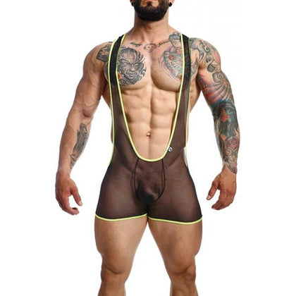 Male Basics Mob Singlet Black/lime Lg