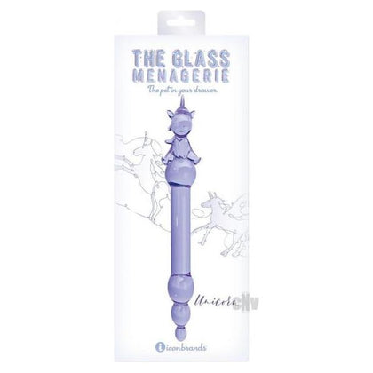 Glass Menage Unicorn Dildo Purple