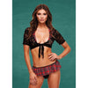 Teacher's Pet Schoolgirl Lace Top, Tie & Skirt Black/red M/l