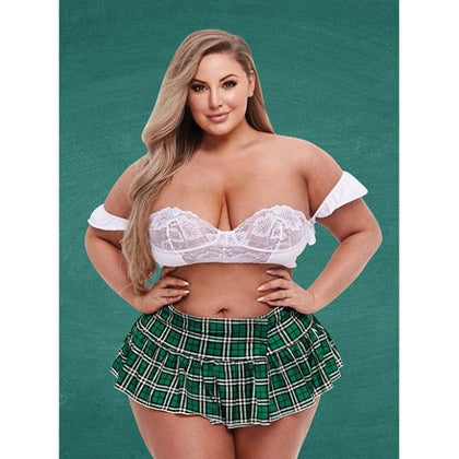 Teacher's Pet Schoolgirl Bustier & Skirt Green/white Qn