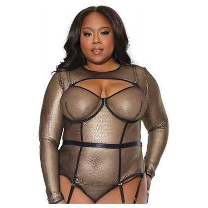 Holiday Metallic Fishnet Shrug Black/gold Os/xl