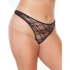 Stretch Lace High Leg Thong Black Os/xl