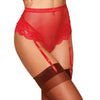 Dreamgirl High-waisted Fishnet And Lace Garter Thong With Satin Ribbon Back Tie Ruby S