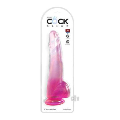 King Cock Clear With Balls 10in Pink