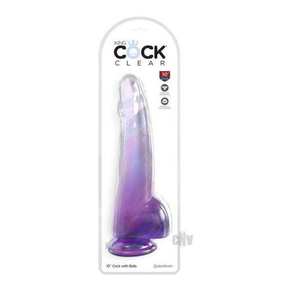 King Cock Clear With Balls 10inpurple