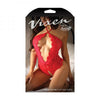 Fantasy Lingerie Vixen Hearts On Fire Crotchless Lace Teddy With Open Pearl Draped Back Red L/xl