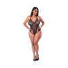 Magic Silk Soft Petals Cut Out Teddy With Snap Crotch Black Queen Size