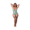 Magic Silk Soft Petals Bralette, Waist Cincher And Panty Set Aqua Queen Size