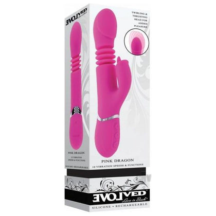 Evolved Pink Dragon Rechargeable Thrusting Dual Stimulator Silicone Pink