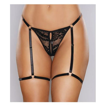 Adore Say It With Garters Lace Thong Black O/s