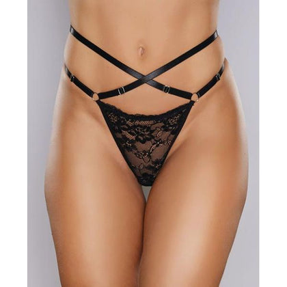 Adore Cherished Lace & Mesh Thong Black O/s