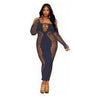 Bodystocking Gown W/ Opaque Front & Back Denim Q/s