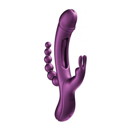 Trilux Kinky Finger Rabbit Vibrator With Anal Beads - Purple