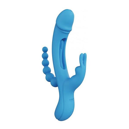 Trilux Kinky Finger Rabbit Vibrator With Anal Beads - Blue