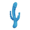 Trilux Kinky Finger Rabbit Vibrator With Anal Beads - Blue