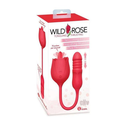 Wild Rose Licking & Thrusting Vibrator - Red