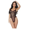 '=stretch Mesh Underwire Teddy W/ribbon Detail Black Large