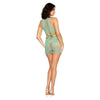 2 Pc Fishnet Crop Top & Skirt Set Seafoam O/s