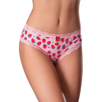 Sweet Treats Crotchless Boy Short W/wicked Sensual Care Strawberry Lube - Pink L/xl