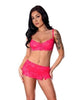 Get It Girl Lace Bra W/skirt & Thong - Pink S/m