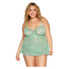 Eyelash Lace Babydoll Set Seafoam Osq