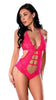 Get It Girl Lace Halter Teddy W/snap Crotch - Pink S/m