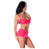 Get It Girl Lace Bra W/skirt & Thong - Pink L/xl