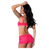 Get It Girl Lace Bra W/skirt & Thong - Pink L/xl