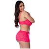 Get It Girl Lace Bra W/skirt & Thong - Pink Qn