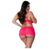 Get It Girl Lace Bra W/skirt & Thong - Pink Qn