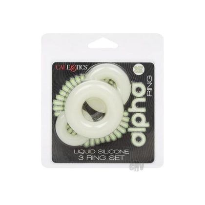 Alpha Liquid Silicone Glow In The Dark Cock Ring - Set Of 3