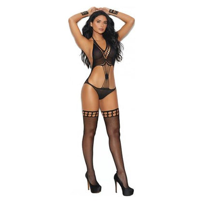 Crochet Teddy W/stockings - Black O/s