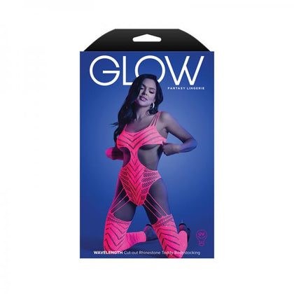 Fantasy Lingerie Glow Wavelength Uv Reactive Rhinestone Fishnet Cut-out Teddy Bodystocking O/s