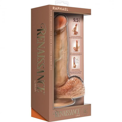 Renaissance Raphael Sliding Foreskin Dildo With Squeezable Balls 9.5 In. Tan