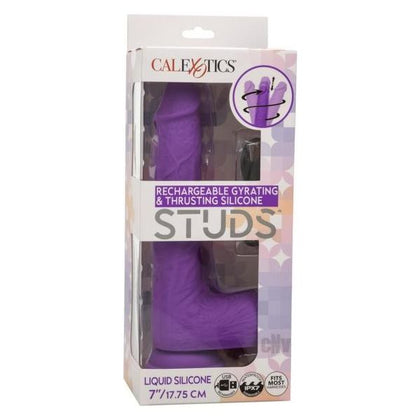 Silicone Studs Rechargeable Gyrating & Thrusting Vibrator - Purple