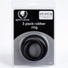 Spartacus Rubber Cock Ring Set - Black Pack of 3