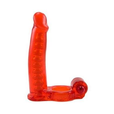 Double Penetrator Cock Ring - Red