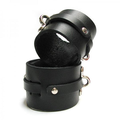 KinkLab Leather Ankle Cuffs - Black