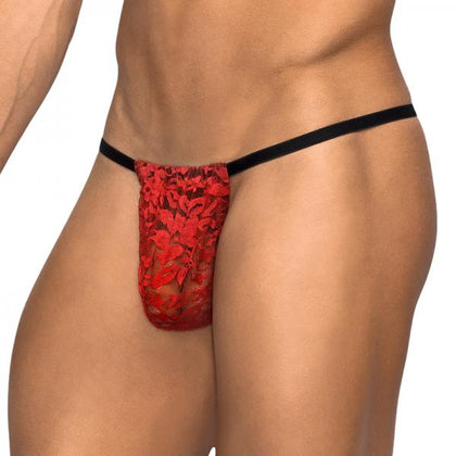 MP Stretch Lace Posing Strap Red O/S