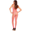 Rene Rofe Industrial Net Suspender Bodystocking Pink O/S