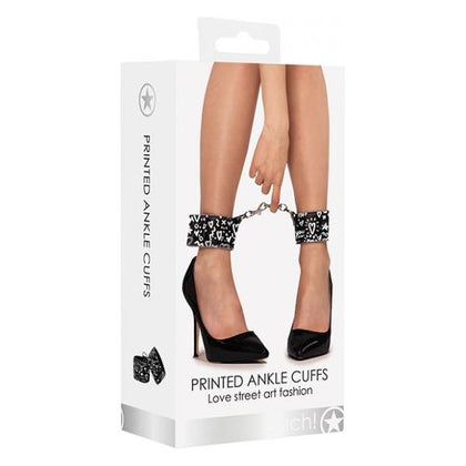 Ouch! Printed Ankle Cuffs - Love Street Art Fasion - Black