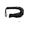 Short Leather Flogger With Studded Handle - Black