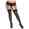 Leopard Fishnet Thigh High Dmd Black Queen O/s