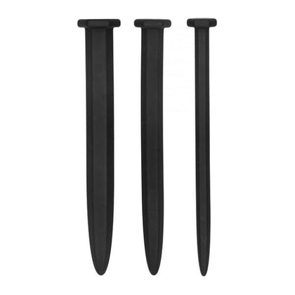 Silicone Rugged Nail Plug Set - Urethral Sounding -  Black