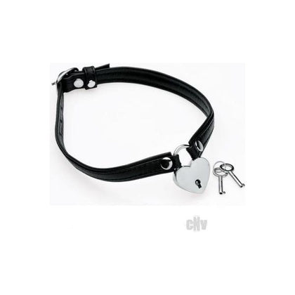 Heart Lock Leather Choker With Lock And Key - Black